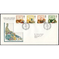 Gran Bretaña 1372/75 1989 SPD FDC Comida Productos de Granja Sobre primer día Gran Bretaña 1372/75 1989 SPD FDC Comida Productos de Granja Sobre primer día
