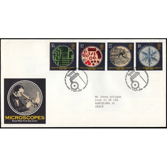 Gran Bretaña 1396/99 1989 SPD FDC 150 Años Real Sociedad de Microscopio Sobre primer día Gran Bretaña 1396/99 1989 SPD FDC 150 Años Real Sociedad de Microscopio Sobre primer día