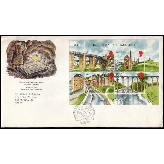 Gran Bretaña HB 5 1989 SPD FDC Arqueología Industtrial Philatelic Bureau Sobre primer día Gran Bretaña HB 5 1989 SPD FDC Arqueología Industtrial Philatelic Bureau Sobre primer día