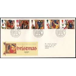 Gran Bretaña 1574/78 1991 SPD FDC Navidad Sobre primer día