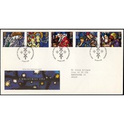 Gran Bretaña 1640/44 1992 SPD FDC Navidad Vidrieras Sobre primer día