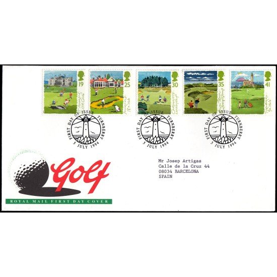 Gran Bretaña 1767/71 1994 SPD FDC Golf Campos Famosos de Escocia Sobre primer día