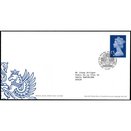 Gran Bretaña 4397 2017 SPD FDC Serie Reina Isabel II Sobre primer día Tallents House