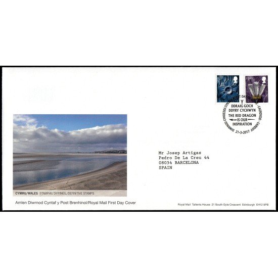Gran Bretaña 4426/33 2017 SPD FDC Serie Regional Gales Sobre primer día Cardiff