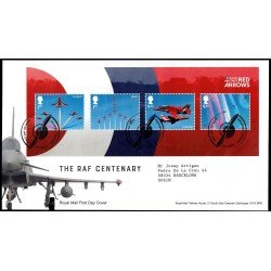 Gran Bretaña 4590/93 F4590 2018 SPD FDC Centenario de la RAF Sobre primer día Cranwell Sleaford Gran Bretaña 4590/93 F4590 2018 SPD FDC Centenario de la RAF Sobre primer día Cranwell Sleaford