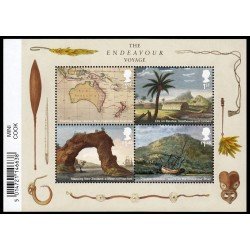 Gran Bretaña 4670/73 F4670 2018 Expediciones del capitán James Cook en el Endeavour Hoja MNH