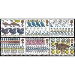 Gran Bretaña 840/45 1977 Los doce días de Navidad Cantos populares MNH Gran Bretaña 840/45 1977 Los doce días de Navidad Cantos populares MNH
