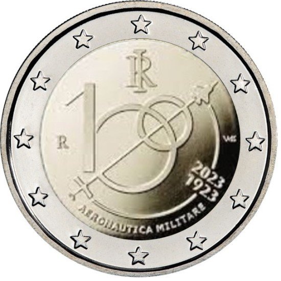 Italia 2023 2 € euros conmemorativos Fuerza Aérea Italiana Italia 2023 2 € euros conmemorativos Fuerza Aérea Italiana