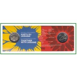 Lituania 2023 Cartera Oficial Coin Card Moneda 2 € conm Juntos con Ucrania 