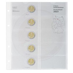Hojas de Sellos Lindner 1114-1 Austria 2023 Formulario preimpreso en quilates para monedas de 2 euros