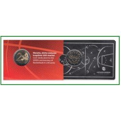 Lituania 2022 Cartera Oficial Coin Card Moneda 2 € conm Baloncesto
