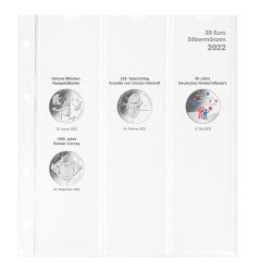 Lindner 1520-22 Hoja pre-impresa karat para monedas de plata de 20 euros Alemania 2022 Lindner 1520-22 Hoja pre-impresa karat para monedas de plata de 20 euros Alemania 2022