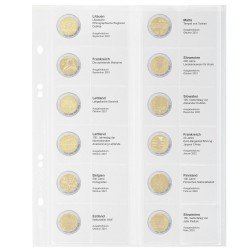 Lindner MU2E28 Hoja impresa Multi Collect para monedas de 2 € conmemorativos: Lituania 2021 - Elovenia 2022