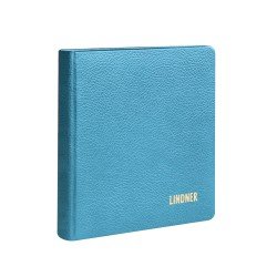 Lindner 1106L-B Tapa de anillas DE CUERO karat para monedas, vacio - en color azul