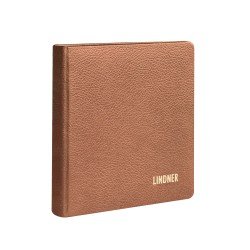 Lindner 1106L-H Tapa de anillas DE CUERO karat para monedas, vacio - en color marrón claro