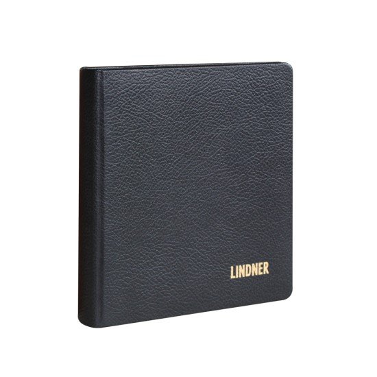 Lindner 1106L-S Tapa de anillas DE CUERO karat para monedas, vacio - en color negro