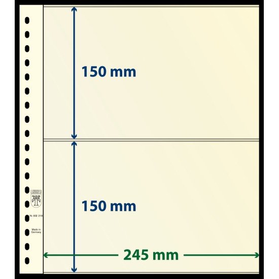 Lindner 802218P Hoja T-Blanko con 2 tiras: 150 mm. Paquete de 10 unidades Lindner 802218P Hoja T-Blanko con 2 tiras: 150 mm. Paquete de 10 unidades