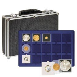 Lindner 2338M-120 Maletín grande para colección de monedas con 8 tableros rojas para 616 monedas o cápsulas para monedas de hasta un diámetro de 24 
