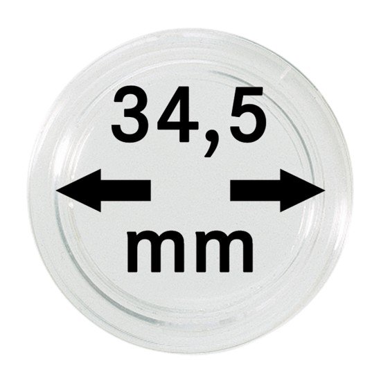 Lindner 2251345 Cápsulas para monedas, diámetro interno 34,5 mm. Paquete de 100 unidades Lindner 2251345 Cápsulas para monedas, diámetro interno 34,5 mm. Paquete de 100 unidades