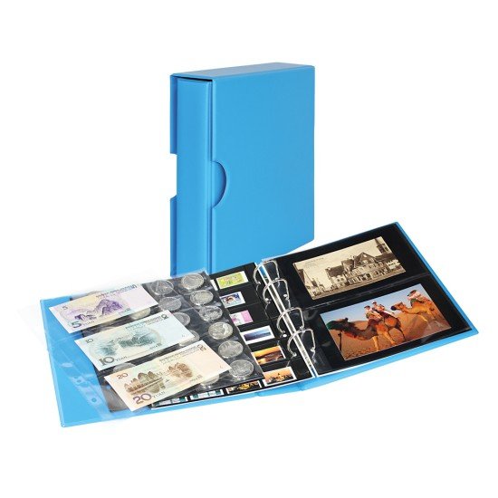 Lindner S3542PK-5 Tapa de anillos PUBLICA M COLOR con 10 hojas para cartas postales y estuche - Nautic (azul) Lindner S3542PK-5 Tapa de anillos PUBLICA M COLOR con 10 hojas para cartas postales y estuche - Nautic (azul)