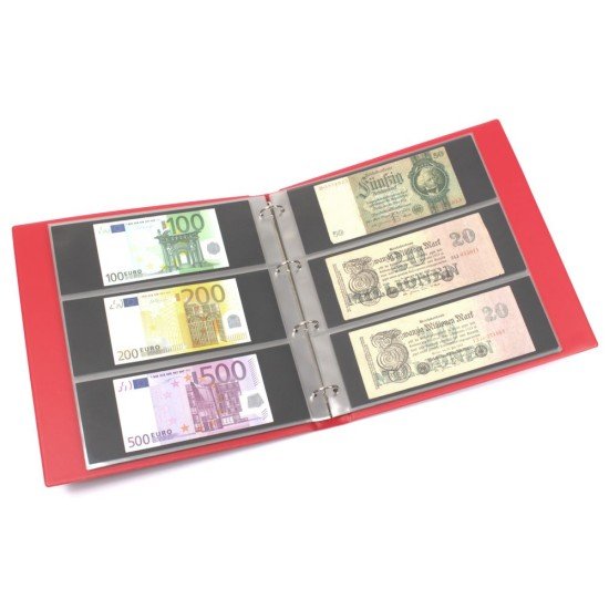Lindner K-G13-R Álbum para billetes con 20 hojas con cada 3 bolsillos, rojo Lindner K-G13-R Álbum para billetes con 20 hojas con cada 3 bolsillos, rojo