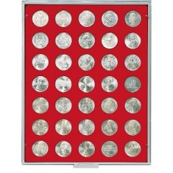 Lindner 2125E Bandeja 30 mm para monedas con 35 hoyos redondos