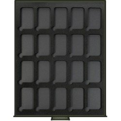 Lindner S2933-4 Caja de moneda terciopelo NEGRO VIDRIO DE HUMO para 20 cápsulas de monedas rectangulares S22552747P Lindner S2933-4 Caja de moneda terciopelo NEGRO VIDRIO DE HUMO para 20 cápsulas de monedas rectangulares S22552747P