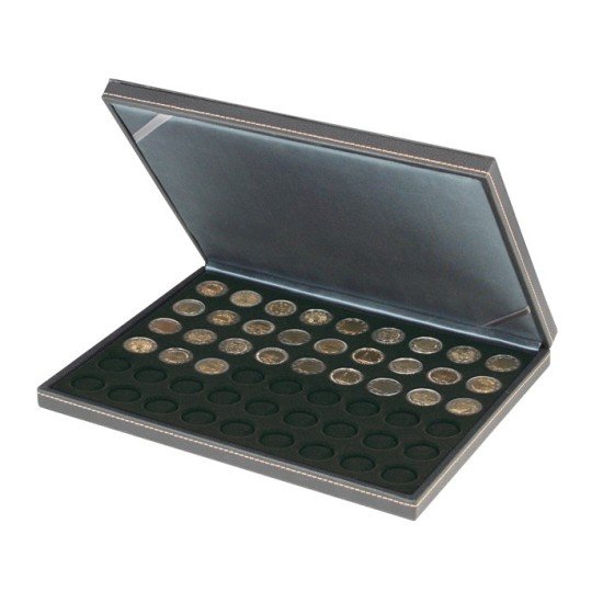 Lindner 2364-2154CE Estuche para monedas NERA M con plantilla para monedas en color negro con 54 hoyos redondos para monedas con un diámetro de 25,75 mm Lindner 2364-2154CE Estuche para monedas NERA M con plantilla para monedas en color negro con 54 hoyos redondos para monedas con un diámetro de 25,75 mm
