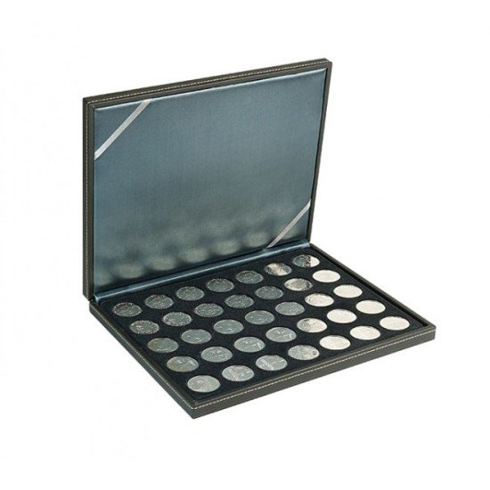 Lindner 2364-2111CE Estuche para monedas NERA M con plantilla para monedas en color negro con 35 hoyos redondos para monedas con un diámetro de 32,5 mm