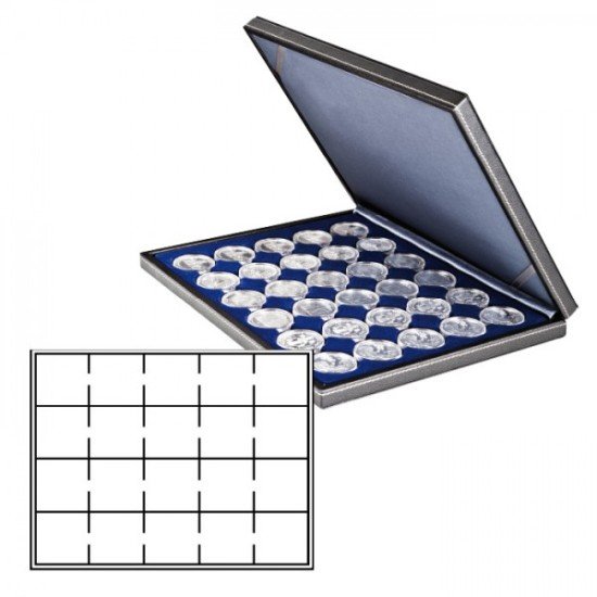 Lindner 2364-2122ME Estuche para monedas NERA M con plantilla para monedas en color azul oscuro para 20 marquitos para monedas 50 x 50 mm/cápsulas para monedas CARRÉE/ORTO Lindner 2364-2122ME Estuche para monedas NERA M con plantilla para monedas en color azul oscuro para 20 marquitos para monedas 50 x 50 mm/cápsulas para monedas CARRÉE/ORTO