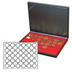 Lindner 2364-2537E Estuche para monedas NERA M con plantilla para monedas en color rojo claro con 30 hoyos redondos para cápsulas para monedas de hasta 37,5 mm Lindner 2364-2537E Estuche para monedas NERA M con plantilla para monedas en color rojo claro con 30 hoyos redondos para cápsulas para monedas de hasta 37,5 mm