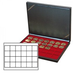 Lindner 2364-2724E Estuche para monedas NERA M con plantilla para monedas en color rojo oscuro con 24 casilleros cuadrados para monedas/cápsulas de hasta 42 mm Lindner 2364-2724E Estuche para monedas NERA M con plantilla para monedas en color rojo oscuro con 24 casilleros cuadrados para monedas/cápsulas de hasta 42 mm
