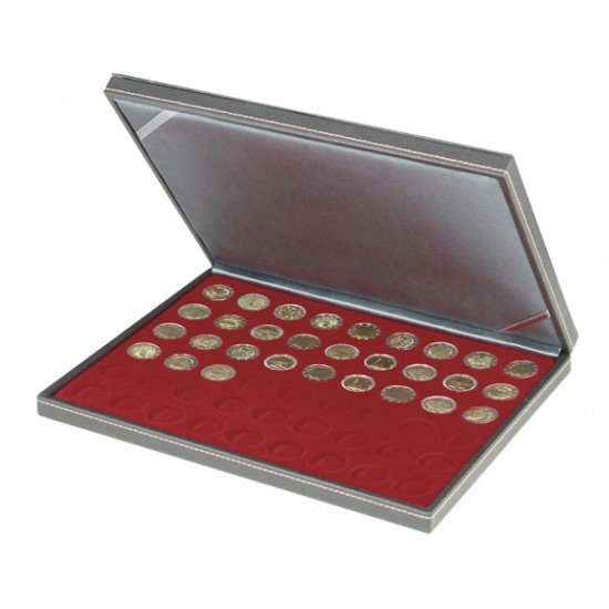 Lindner 2364-2754E Estuche para monedas NERA M con plantilla para monedas en color rojo oscuro con 54 hoyos redondos para monedas con un diámetro de 25,75 Lindner 2364-2754E Estuche para monedas NERA M con plantilla para monedas en color rojo oscuro con 54 hoyos redondos para monedas con un diámetro de 25,75