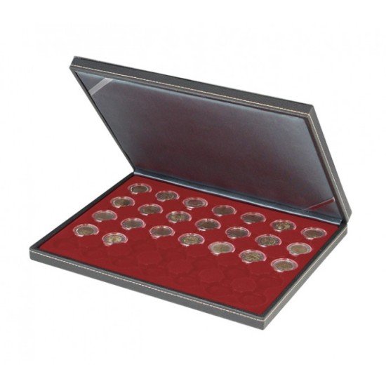 Lindner 2364-2930E Estuche para monedas NERA M con plantilla para monedas en color rojo oscuro con 35 hoyos redondos para cápsulas para monedas de hasta 32 mm Lindner 2364-2930E Estuche para monedas NERA M con plantilla para monedas en color rojo oscuro con 35 hoyos redondos para cápsulas para monedas de hasta 32 mm
