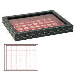 Lindner 2367-2115E Estuche para monedas NERA M PLUS con plantilla para monedas en color rojo claro con 30 casilleros cuadrados para monedas/cápsulas hasta 38 mm Lindner 2367-2115E Estuche para monedas NERA M PLUS con plantilla para monedas en color rojo claro con 30 casilleros cuadrados para monedas/cápsulas hasta 38 mm