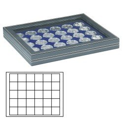 Lindner 2367-2115ME Estuche para monedas NERA M PLUS con plantilla para monedas en color azul oscuro con 30 casilleros cuadrados para monedas/cápsulas de hasta 38 mm Lindner 2367-2115ME Estuche para monedas NERA M PLUS con plantilla para monedas en color azul oscuro con 30 casilleros cuadrados para monedas/cápsulas de hasta 38 mm