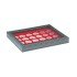 Lindner 2367-2124E Estuche para monedas NERA M PLUS con plantilla para monedas en color rojo claro con 24 casilleros cuadrados para monedas/cápsulas hasta 42 mm 