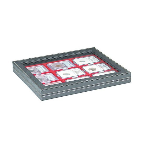 Lindner 2367-2219E Estuche para monedas NERA M PLUS con plantilla para monedas en color rojo claro para 9 cápsulas para monedas US (Slabs) de hasta un formato de 63 x 85 mm Lindner 2367-2219E Estuche para monedas NERA M PLUS con plantilla para monedas en color rojo claro para 9 cápsulas para monedas US (Slabs) de hasta un formato de 63 x 85 mm