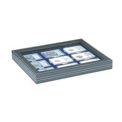 Lindner 2367-2219ME Estuche para monedas NERA M PLUS con plantilla para monedas en color azul oscuro para 9 cápsulas para monedas US (Slabs) de hasta un formato de 63 x 85 mm 