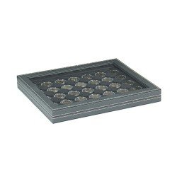 Lindner 2367-2226CE  Estuche para monedas NERA M PLUS con plantilla para monedas en color negro con 30 hoyos redondos para cápsulas para monedas de hasta 39 mm