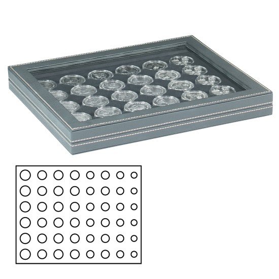 Lindner 2367-2506CE Estuche para monedas NERA M PLUS con plantilla para monedas en color negro para 6 series de monedas euro de curso Lindner 2367-2506CE Estuche para monedas NERA M PLUS con plantilla para monedas en color negro para 6 series de monedas euro de curso