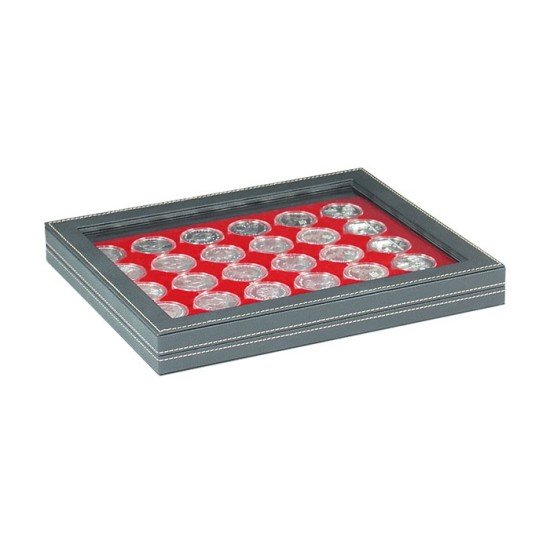 Lindner 2367-2537E Estuche para monedas NERA M PLUS con plantilla para monedas en color rojo claro con 30 hoyos redondos para cápsulas para monedas de hasta 37,5 mm Lindner 2367-2537E Estuche para monedas NERA M PLUS con plantilla para monedas en color rojo claro con 30 hoyos redondos para cápsulas para monedas de hasta 37,5 mm