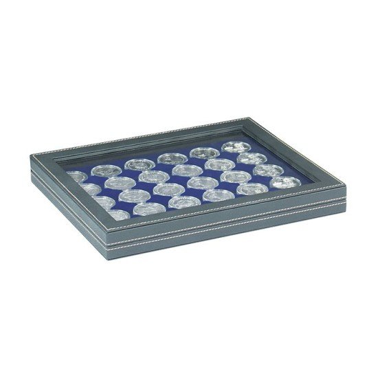 Lindner 2367-2537ME Estuche para monedas NERA M PLUS con plantilla para monedas en color azul oscuro con 30 hoyos redondos para cápsulas para monedas de hasta 37,5 mm Lindner 2367-2537ME Estuche para monedas NERA M PLUS con plantilla para monedas en color azul oscuro con 30 hoyos redondos para cápsulas para monedas de hasta 37,5 mm