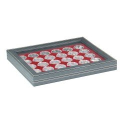 Lindner 2367-2626E Estuche para monedas NERA M PLUS con plantilla para monedas en color rojo oscuro con 30 hoyos redondos para cápsulas para monedas de hasta 39 mm Lindner 2367-2626E Estuche para monedas NERA M PLUS con plantilla para monedas en color rojo oscuro con 30 hoyos redondos para cápsulas para monedas de hasta 39 mm