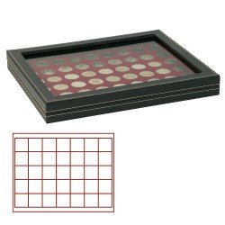 Lindner 2367-2735E Estuche para monedas NERA M PLUS con plantilla para monedas en color rojo oscuro con 35 casilleros cuadrados para monedas/cápsulas de hasta 36 mm Lindner 2367-2735E Estuche para monedas NERA M PLUS con plantilla para monedas en color rojo oscuro con 35 casilleros cuadrados para monedas/cápsulas de hasta 36 mm