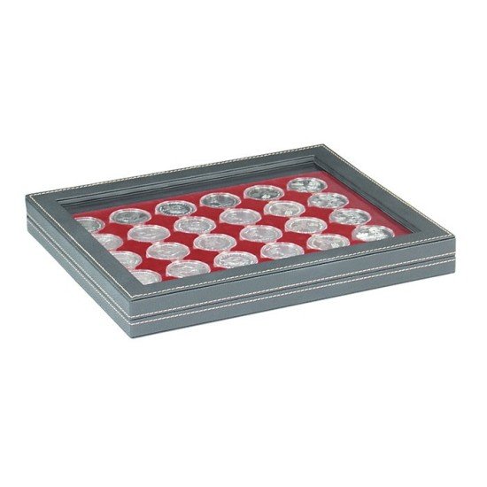 Lindner 2367-2937E Estuche para monedas NERA M PLUS con plantilla para monedas en color rojo oscuro con 30 hoyos redondos para cápsulas para monedas de hasta 37 mm Lindner 2367-2937E Estuche para monedas NERA M PLUS con plantilla para monedas en color rojo oscuro con 30 hoyos redondos para cápsulas para monedas de hasta 37 mm