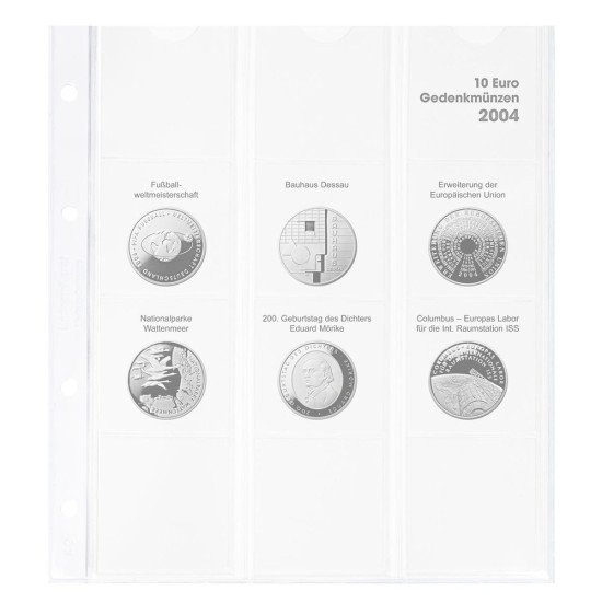 Lindner 1108D04 Hoja pre-impresa karat para monedas conmemorativas de 10 euros 2004 Alemania Lindner 1108D04 Hoja pre-impresa karat para monedas conmemorativas de 10 euros 2004 Alemania