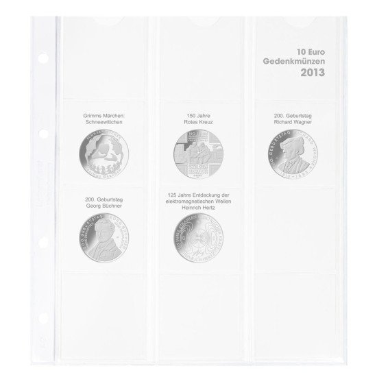 Lindner 1108D13 Hoja pre-impresa karat para monedas conmemorativas de 10 euros 2013 Alemania 