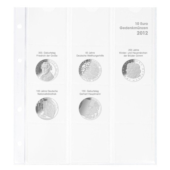 Lindner 1108D12  Hoja pre-impresa karat para monedas conmemorativas de 10 euros 2012 Alemania 