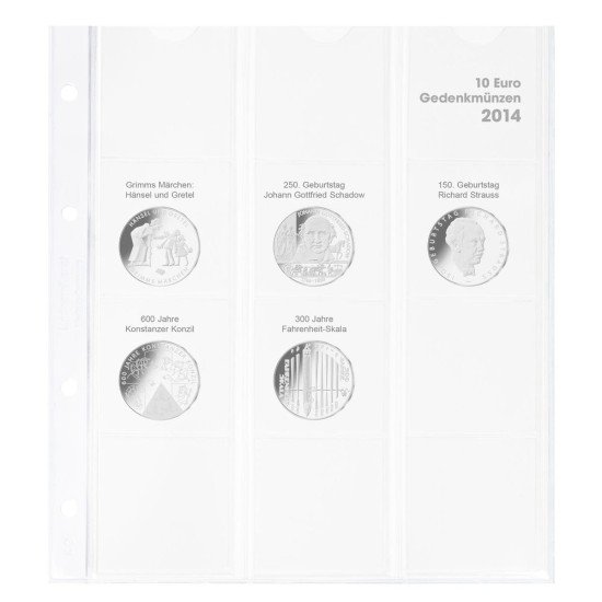 Lindner 1108D14 Hoja pre-impresa karat para monedas conmemorativas de 10 euros 2014 Alemania 